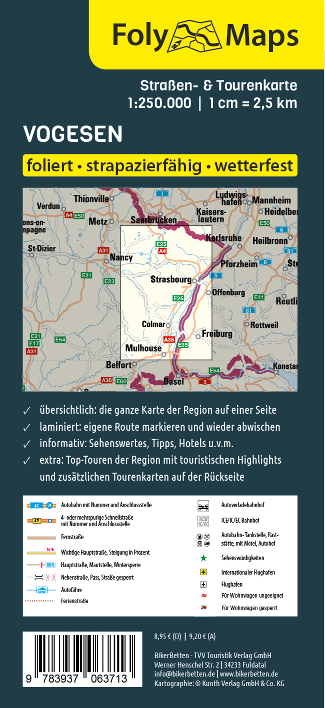 Rückseitencover FolyMaps Vogesen 1:250 000