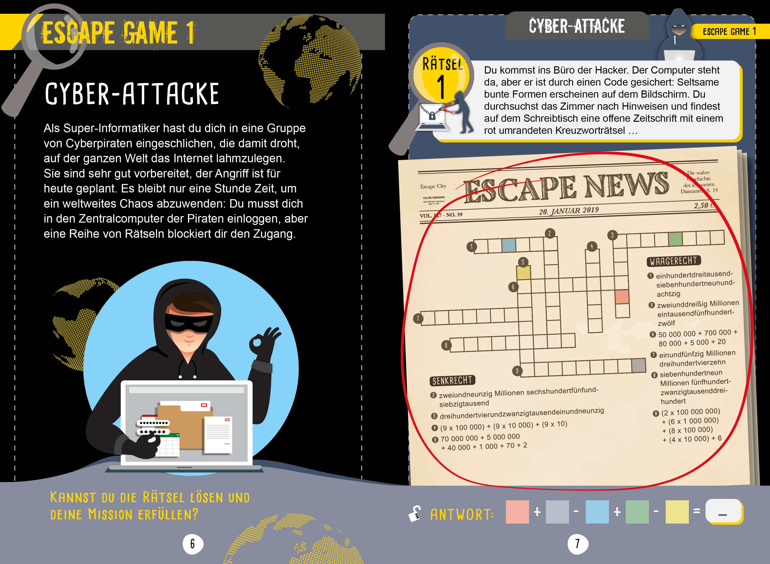 Beispielinhalt (Bild) Escape Games Level 1 (gelb) – Löse die Rätsel! – 8 Escape Games ab der 4. Klasse