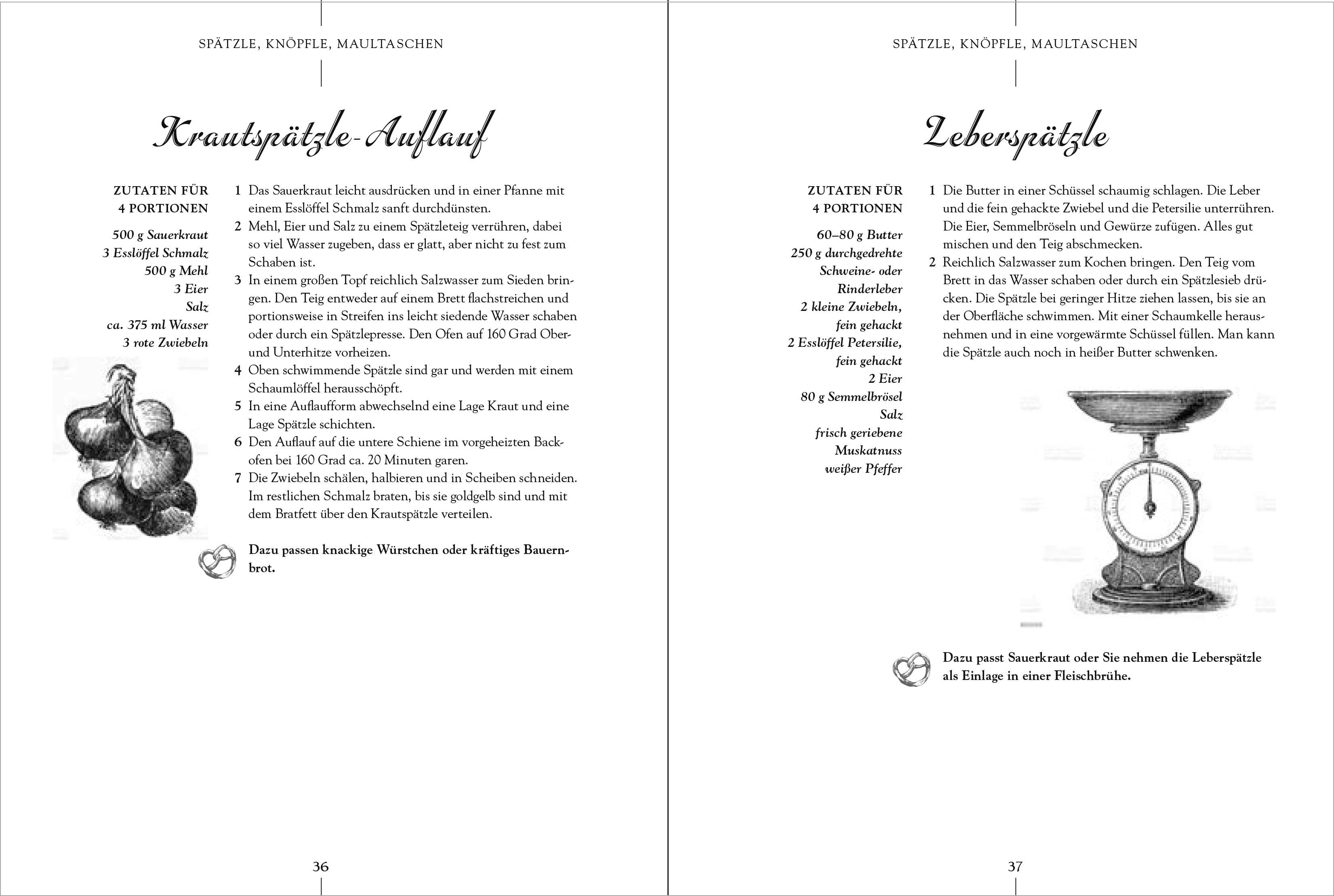 Beispielinhalt (Bild) Die echte Schwäbische Küche - Das nostalgische Kochbuch mit regionalen und traditionellen Rezepten aus Schwaben