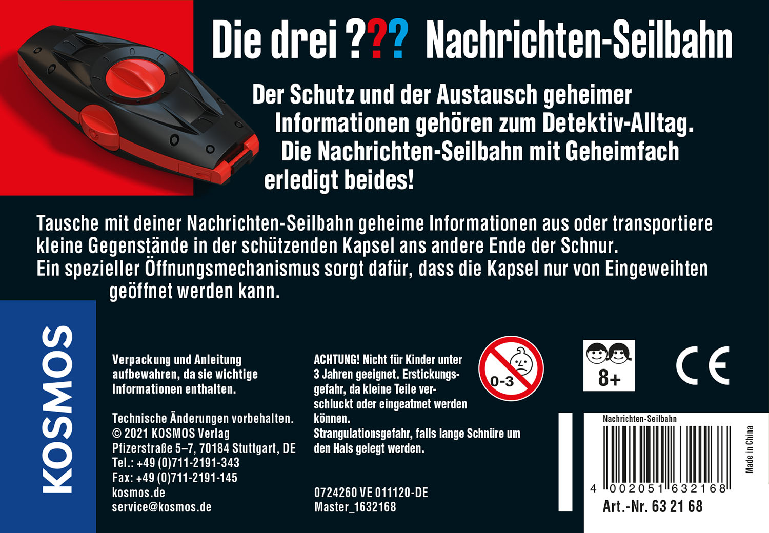 Rückseitencover Die drei ??? Nachrichten-Seilbahn (gr. Dose)