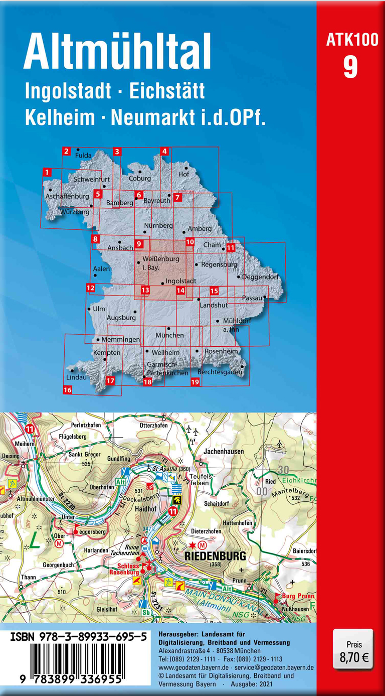 Rückseitencover ATK100-9 Altmühltal (Amtliche Topographische Karte 1:100000)