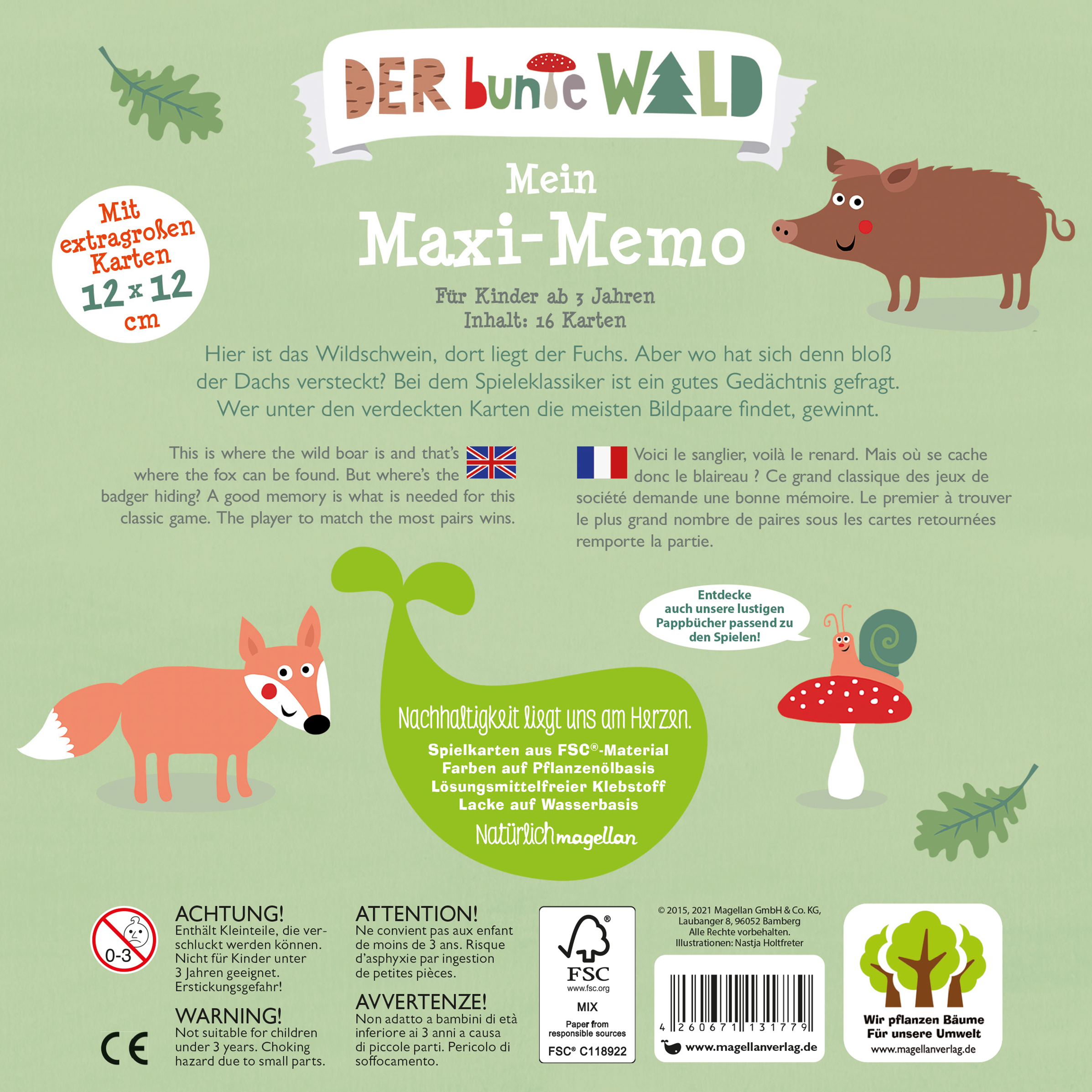 Rückseitencover Der bunte Wald - Mein Maxi-Memo