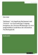 Vorderes Coverbild "Reklame" von Ingeborg Bachmann und "Freizeit" von Enzensberger-Umgang. Ereignisse des Zweiten Weltkrieges in zwei ausgewählten Gedichten der deutschen Nachkriegslyrik
