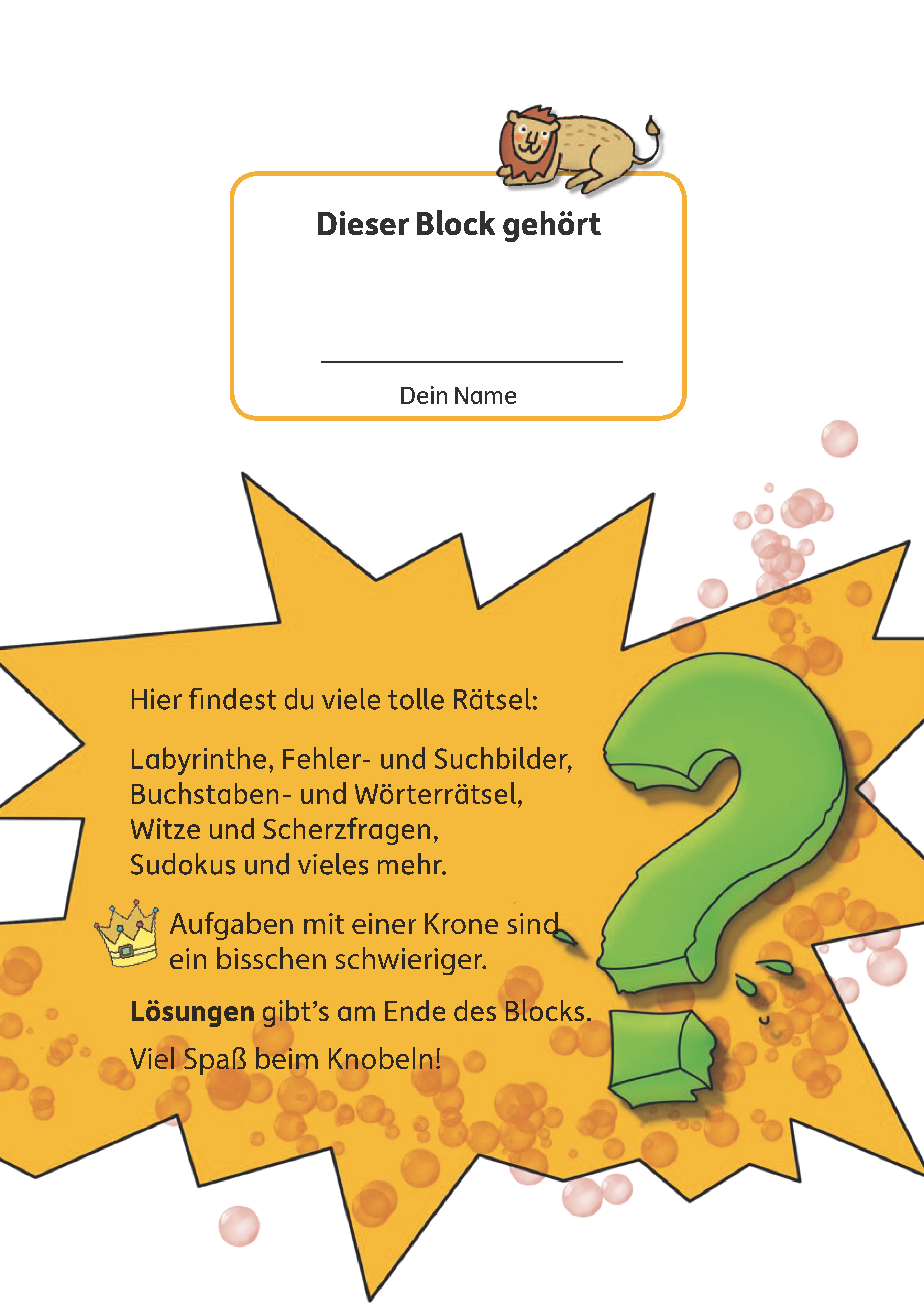 Beispielinhalt (Bild) Rätselblock ab 7 Jahre - Band 1