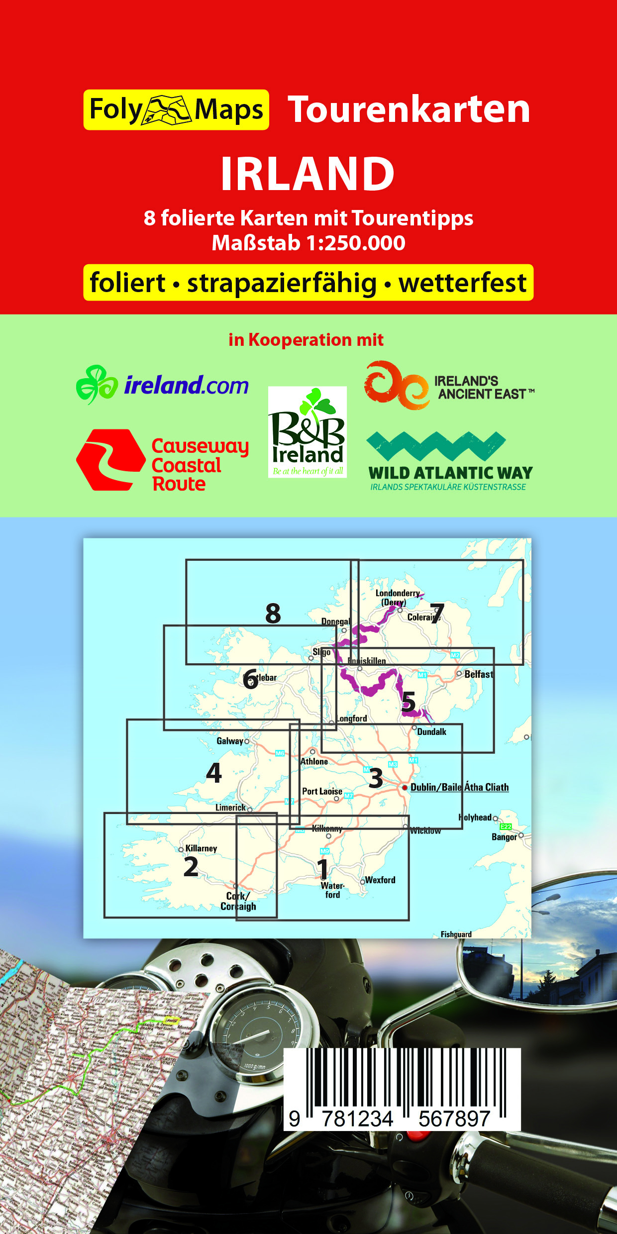 Rückseitencover Tourenkarten Set Irland (FolyMaps)