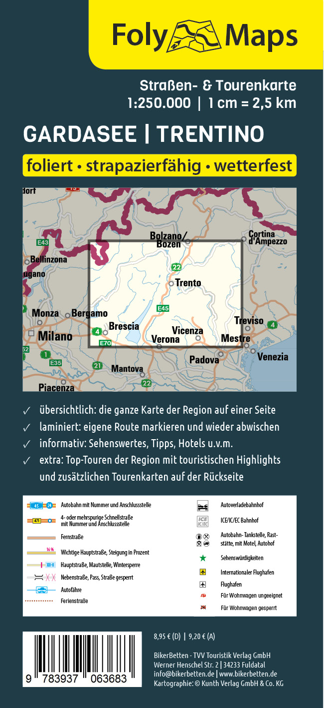 Rückseitencover FolyMaps Gardasee Trentino 1:250 000