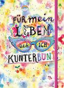 Für mein Leben seh ich kunterbunt (Notizbuch No. 2 Emma Flint). DIN A5 punktkariert mit farbiger Einstecktasche, Lesebändchen und Verschlussgummi