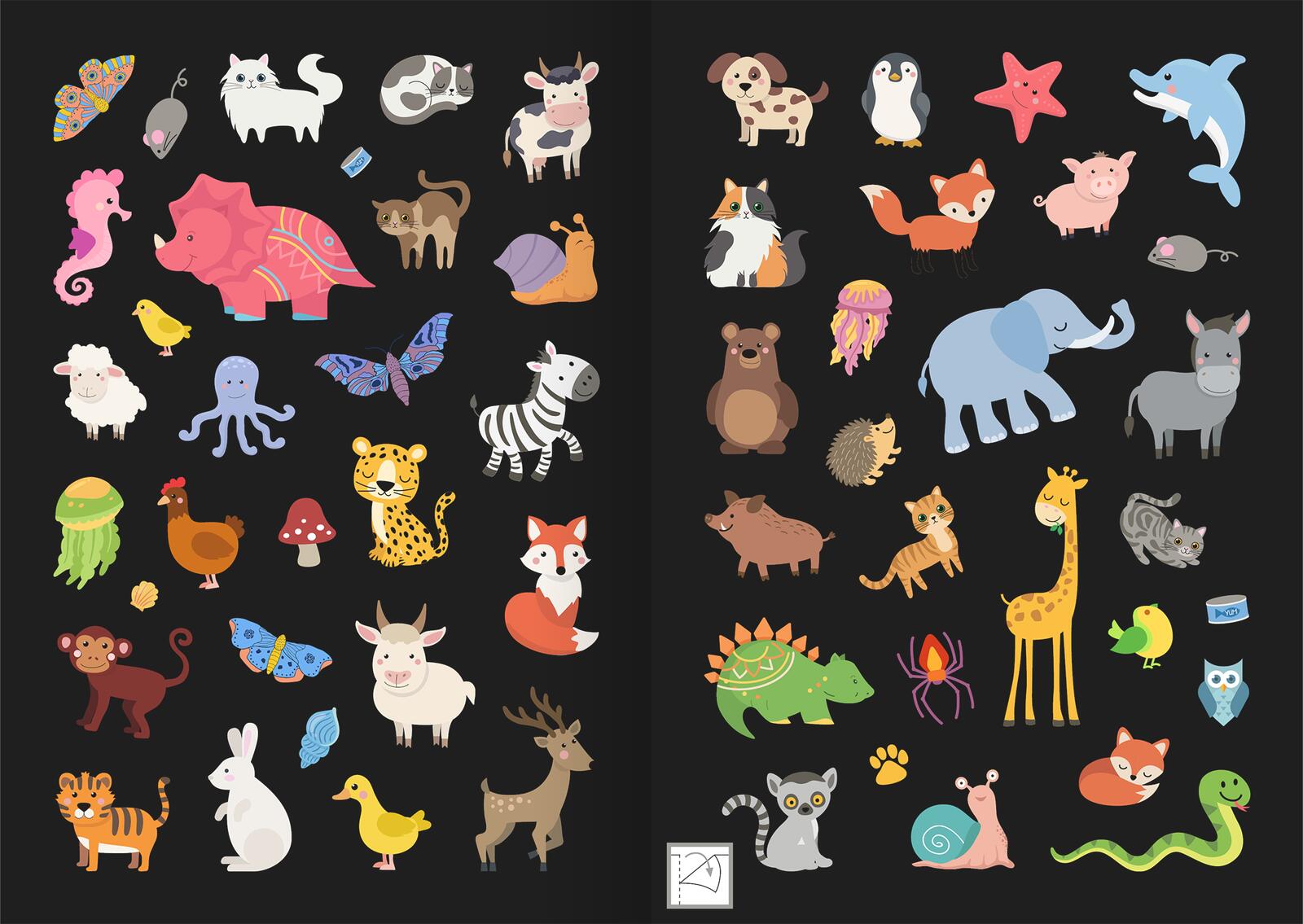 Beispielinhalt (Bild) Leucht-Sticker – Tiere