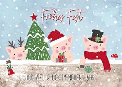 Postkarte. Frohes Fest (Schweine)