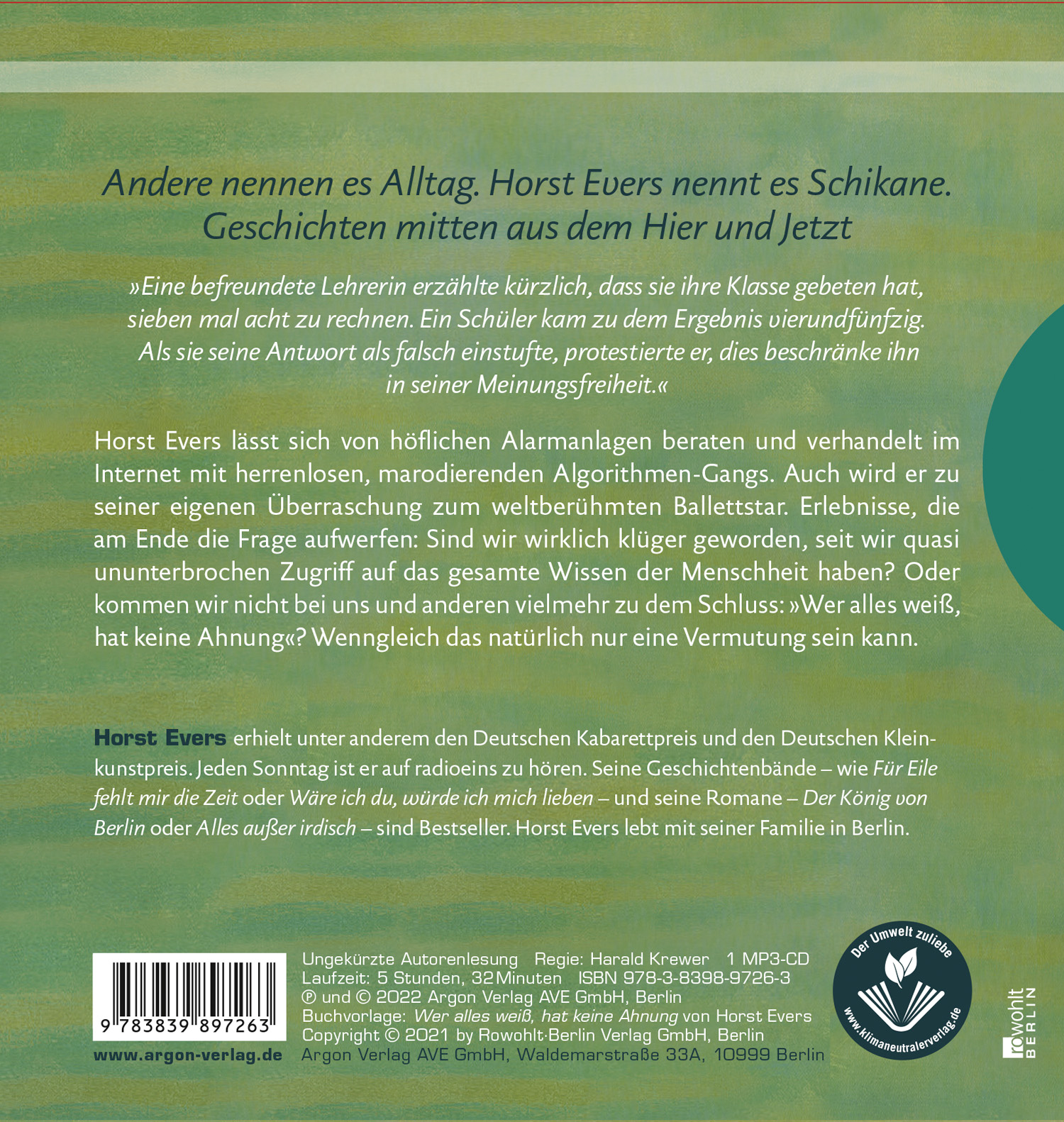 Rückseitencover Wer alles weiß, hat keine Ahnung