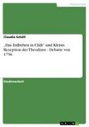 Vorderes Coverbild "Das Erdbeben in Chili" und Kleists Rezeption der Theodizee - Debatte von 1756