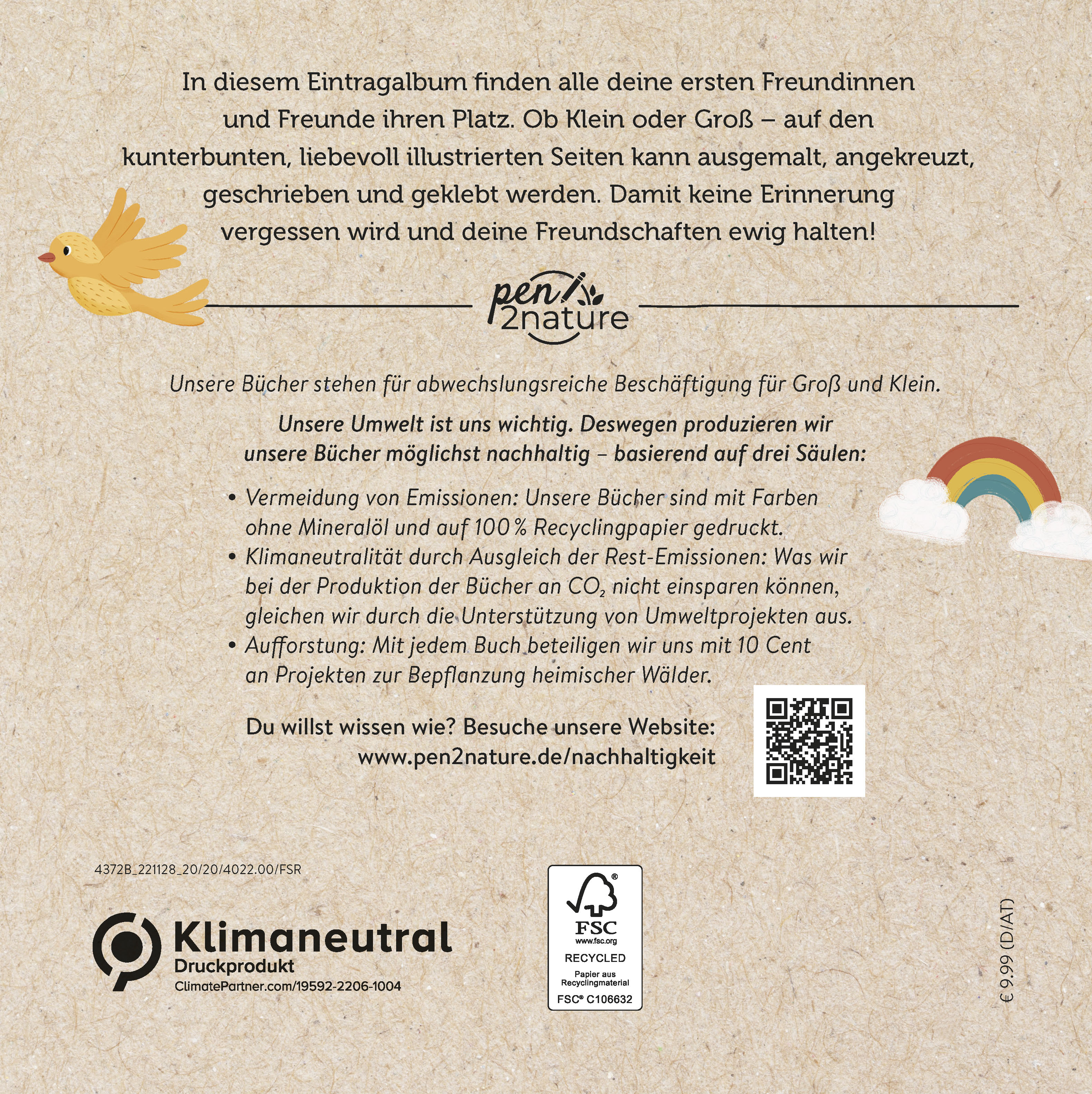 Rückseitencover Mein Freundschaftsbuch. Eintragen, Malen, Erinnern - Für Kinder ab 3 Jahren