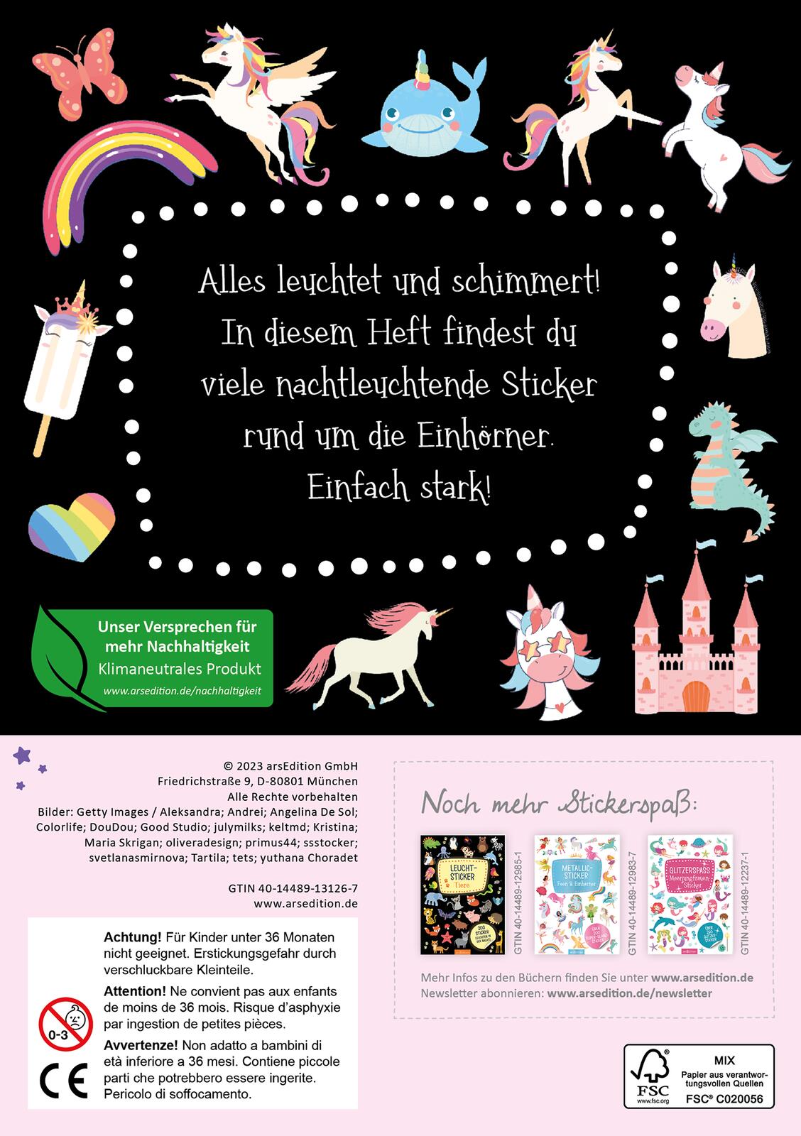 Rückseitencover Leucht-Sticker – Einhörner