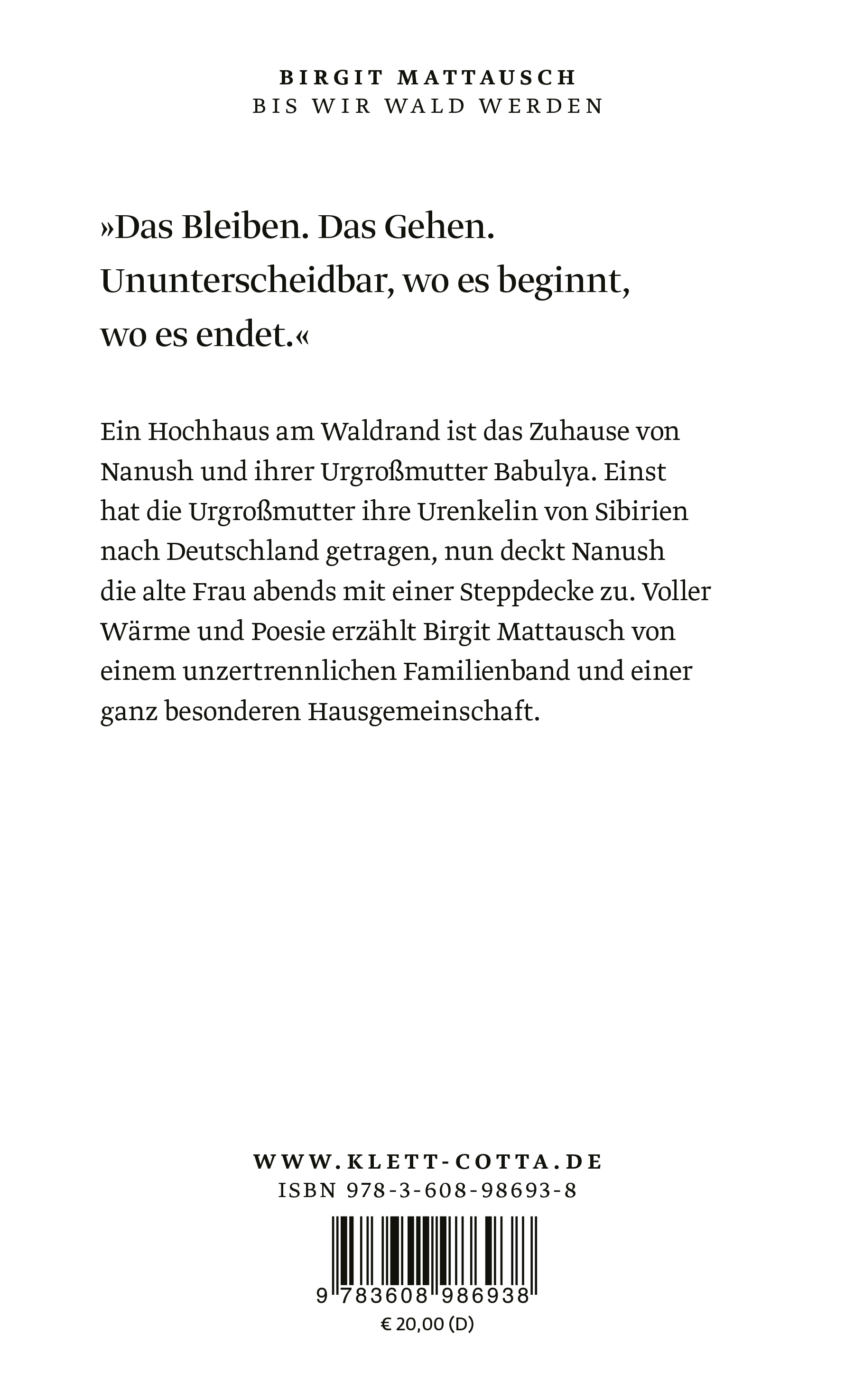 Rückseitencover Bis wir Wald werden