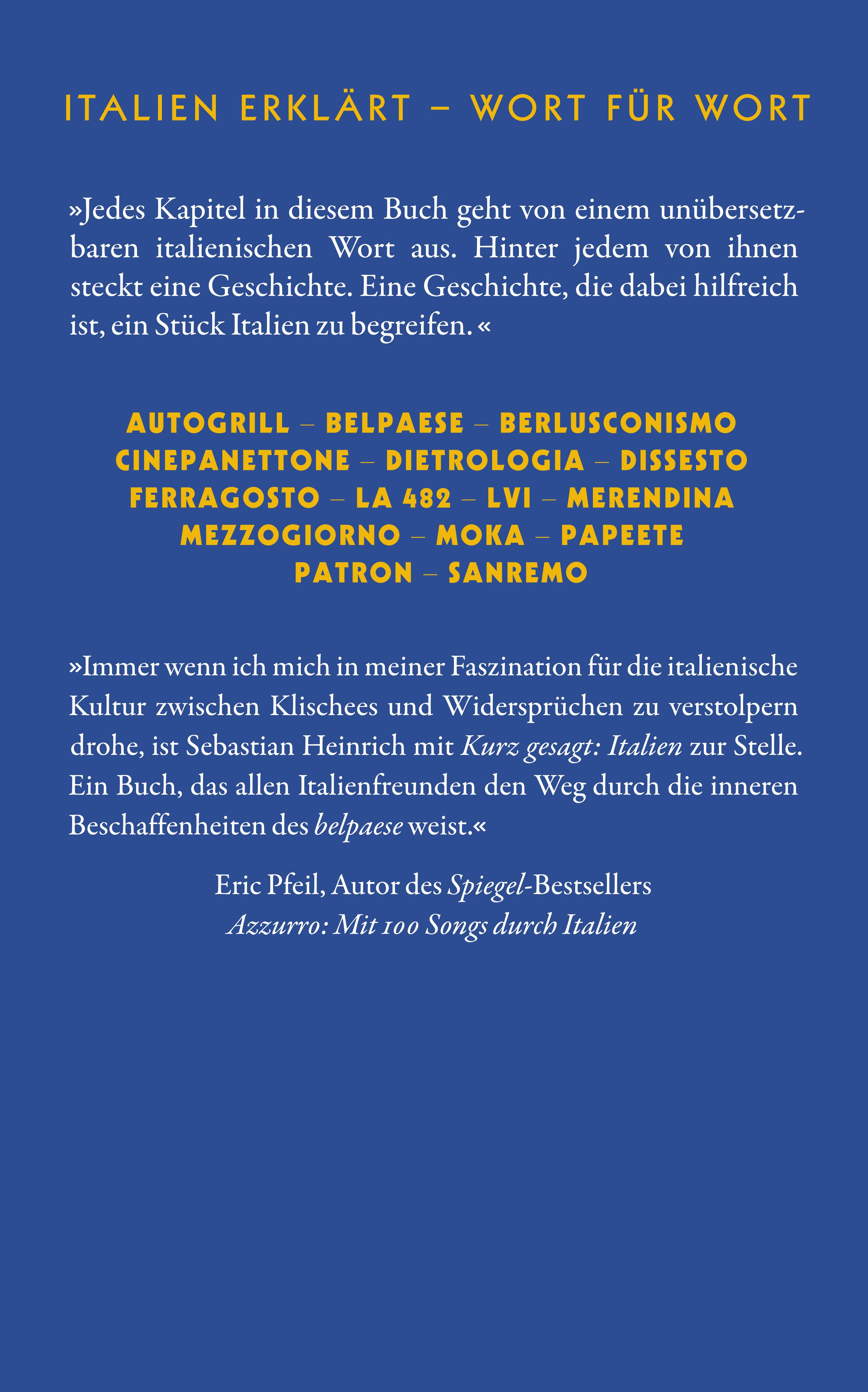 Rückseitencover Kurz gesagt: Italien