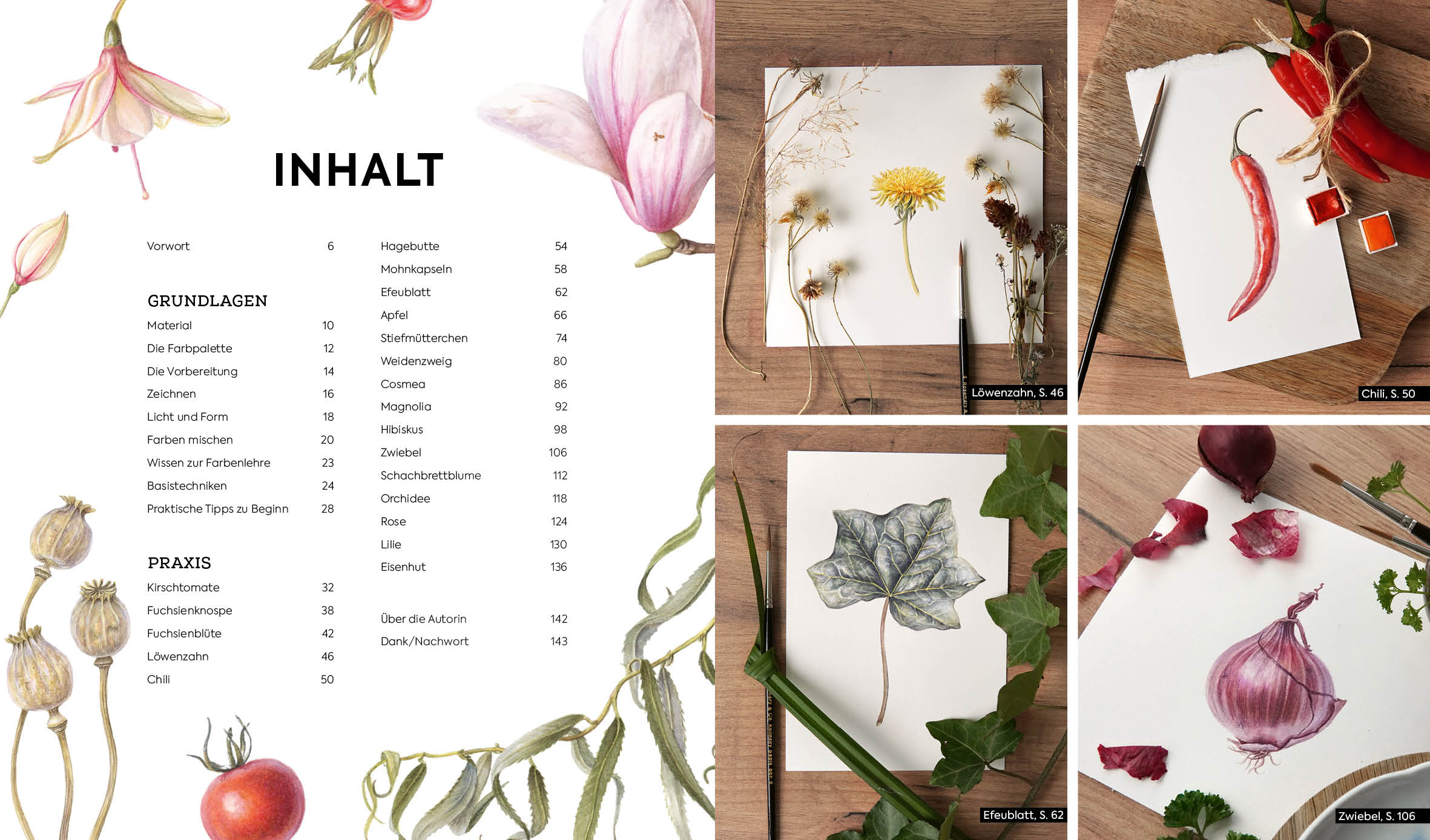 Beispielinhalt (Bild) Botanicals – Naturmotive in Aquarell