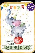 Doppelkarte. Simply Gold. Zum Geburtstag - Elefant