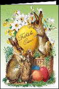 Doppelkarte. Fröhliche Ostern (Hasen)