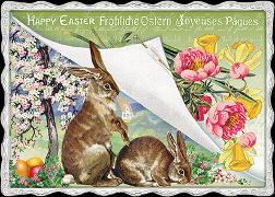 Postkarte. Fröhliche Ostern (Hasen) No. 52