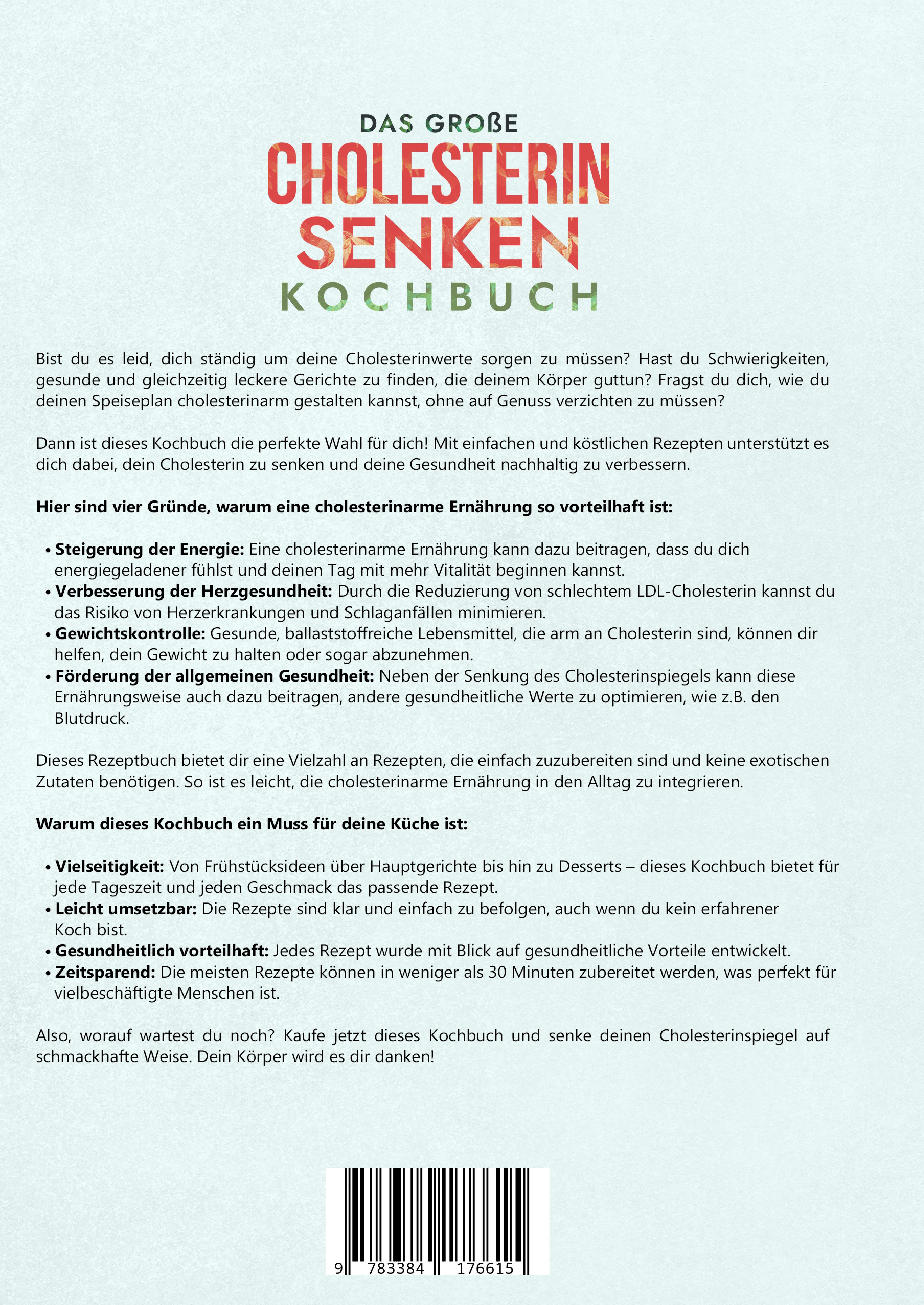 Rückseitencover Das große Cholesterin Senken Kochbuch
