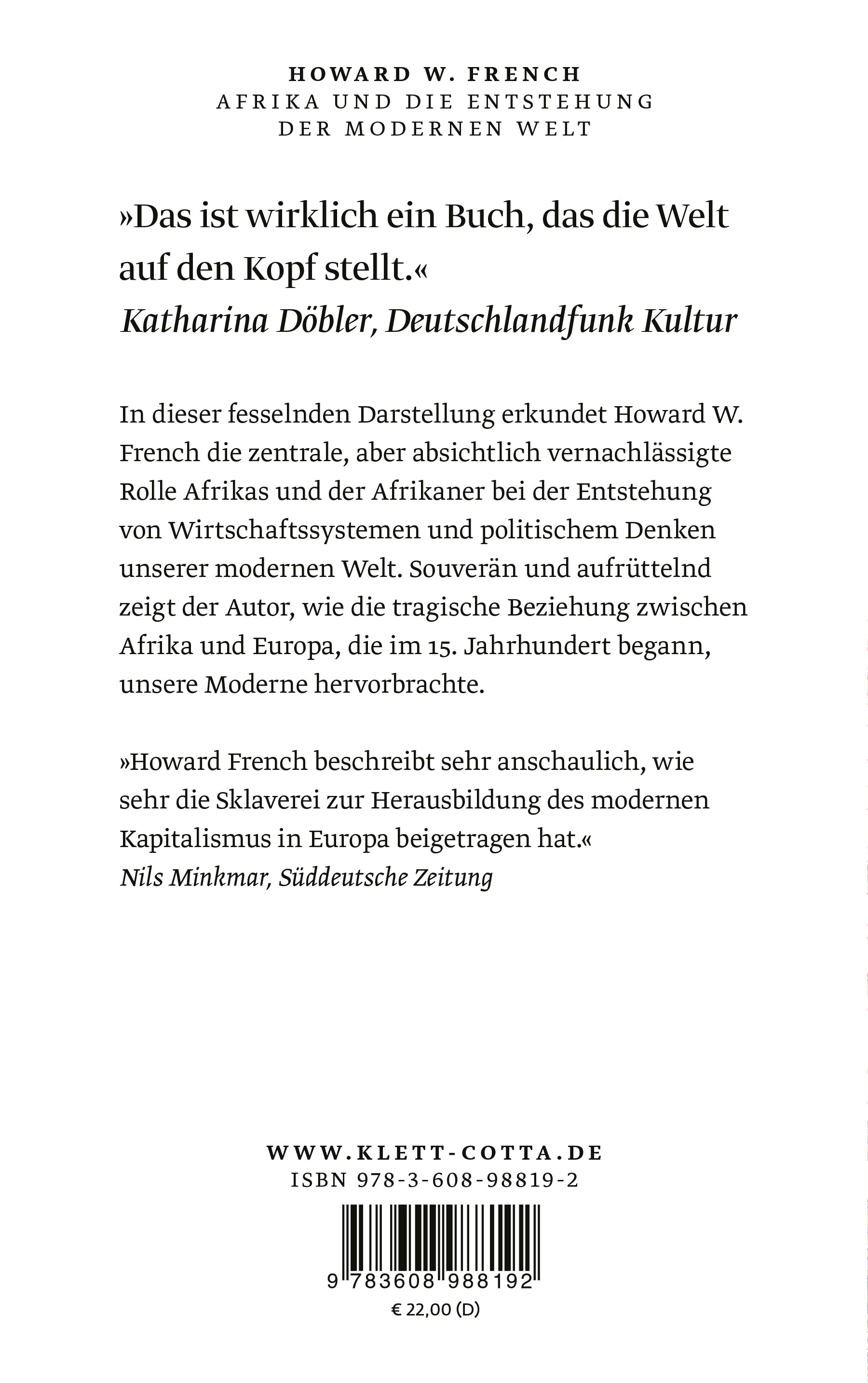 Rückseitencover Afrika und die Entstehung der modernen Welt
