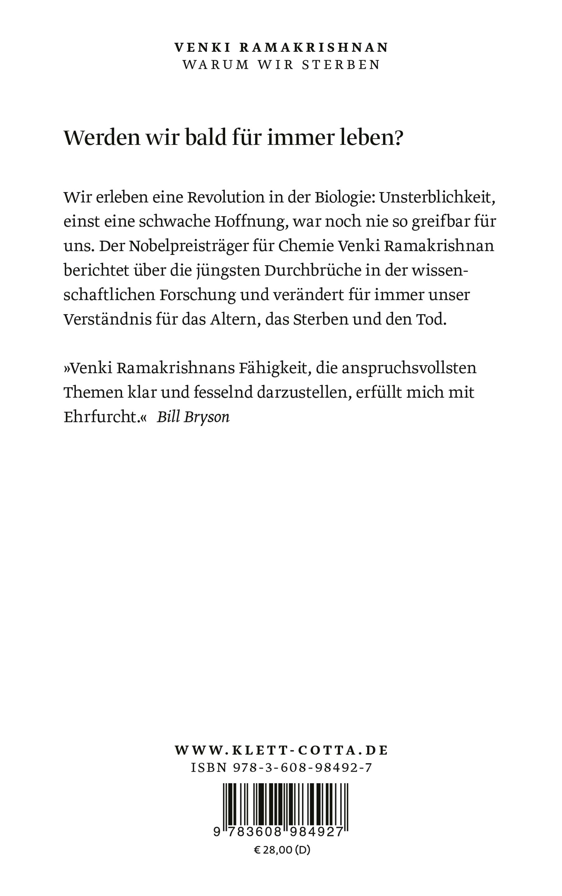 Rückseitencover Warum wir sterben