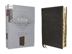 NASB, Personal Size Bible, Large Print, Genuine Leather, Calfskin, Black, Red Letter, 1995 Text, Thumb Indexed, Comfort Print