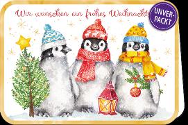 Doppelkarte. Simply Gold X-Mas / Frohes Weihnachtsfest (Pinguine)