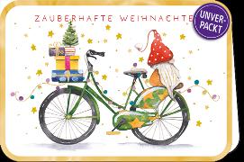 Doppelkarte. Simply Gold X-Mas / Fröhliche Weihnachten (Fahrrad)