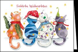 Doppelkarte / Fröhliche Weihnachten (Katzen)