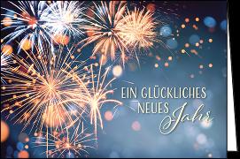 Doppelkarte / Neues Jahr (Feuerwerk)