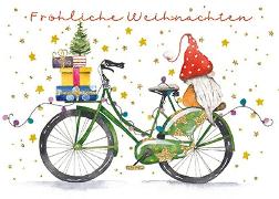 Postkarte / Fröhliche Weihnachten (Fahrrad)