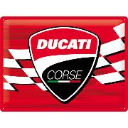 Blechschild. Ducati Corse / Logo Racing Flag