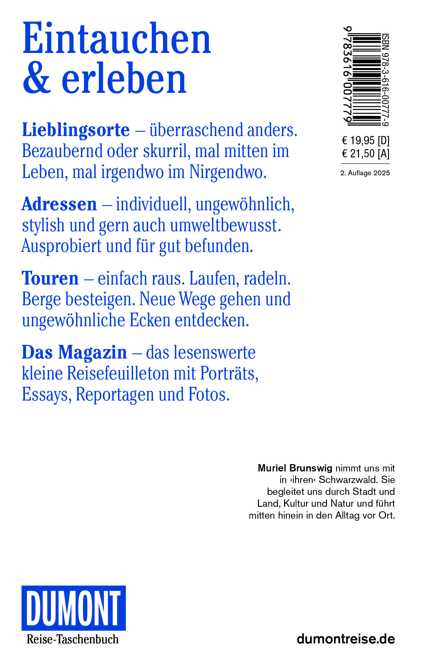 Rückseitencover DuMont Reise-Taschenbuch Reiseführer Schwarzwald