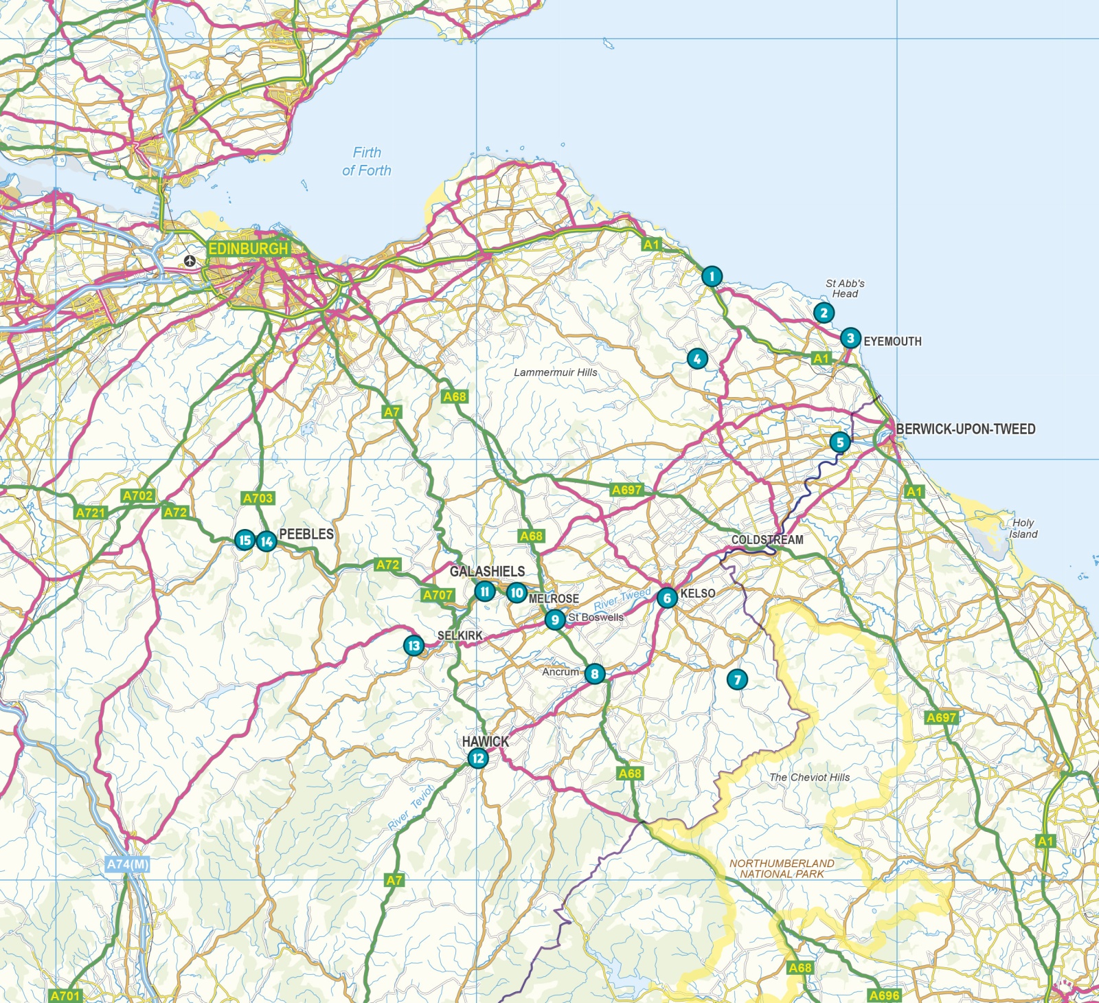 Beispielinhalt (Bild) 15 Short Walks in the Scottish Borders