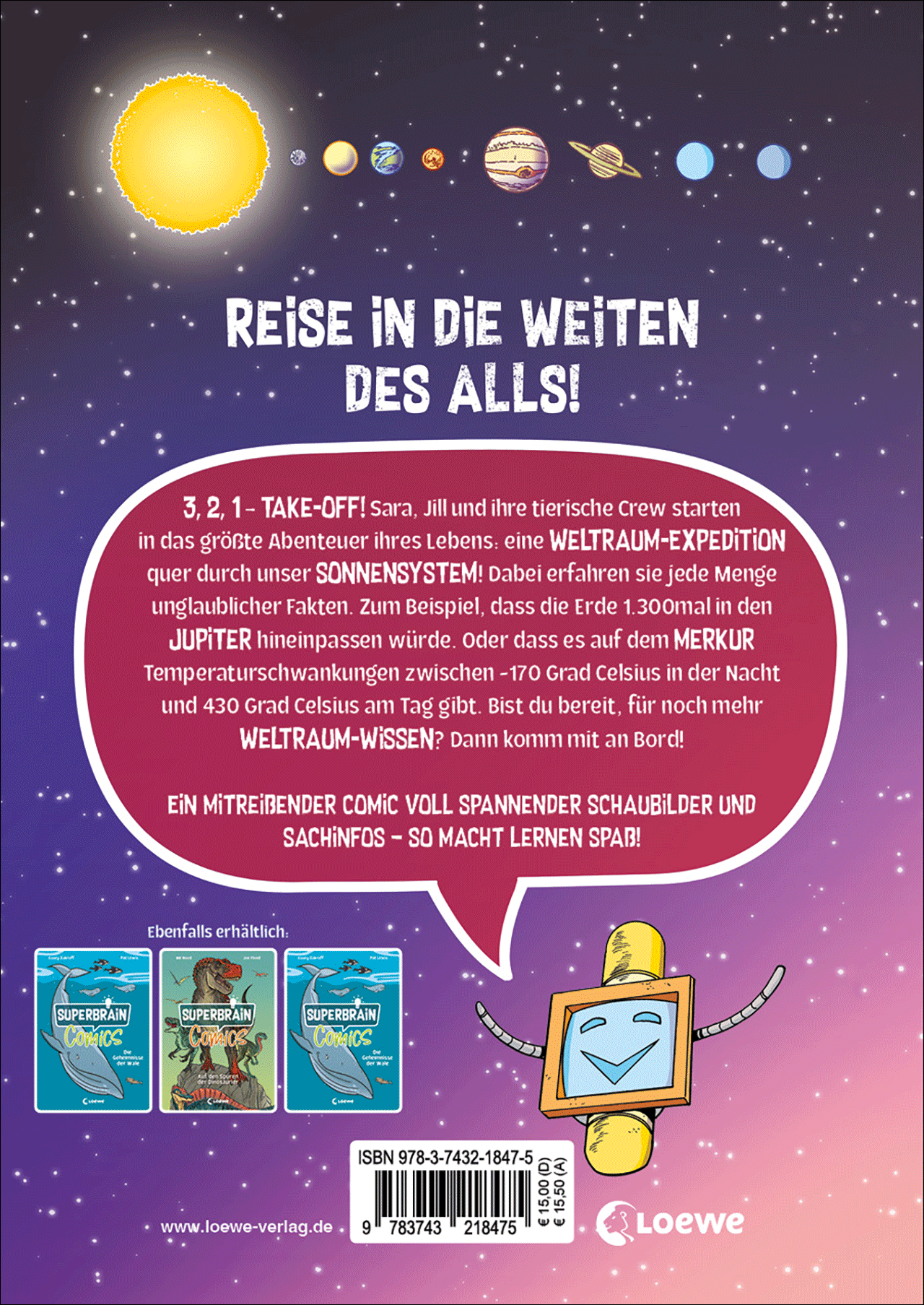 Rückseitencover Superbrain-Comics - Expedition Weltraum
