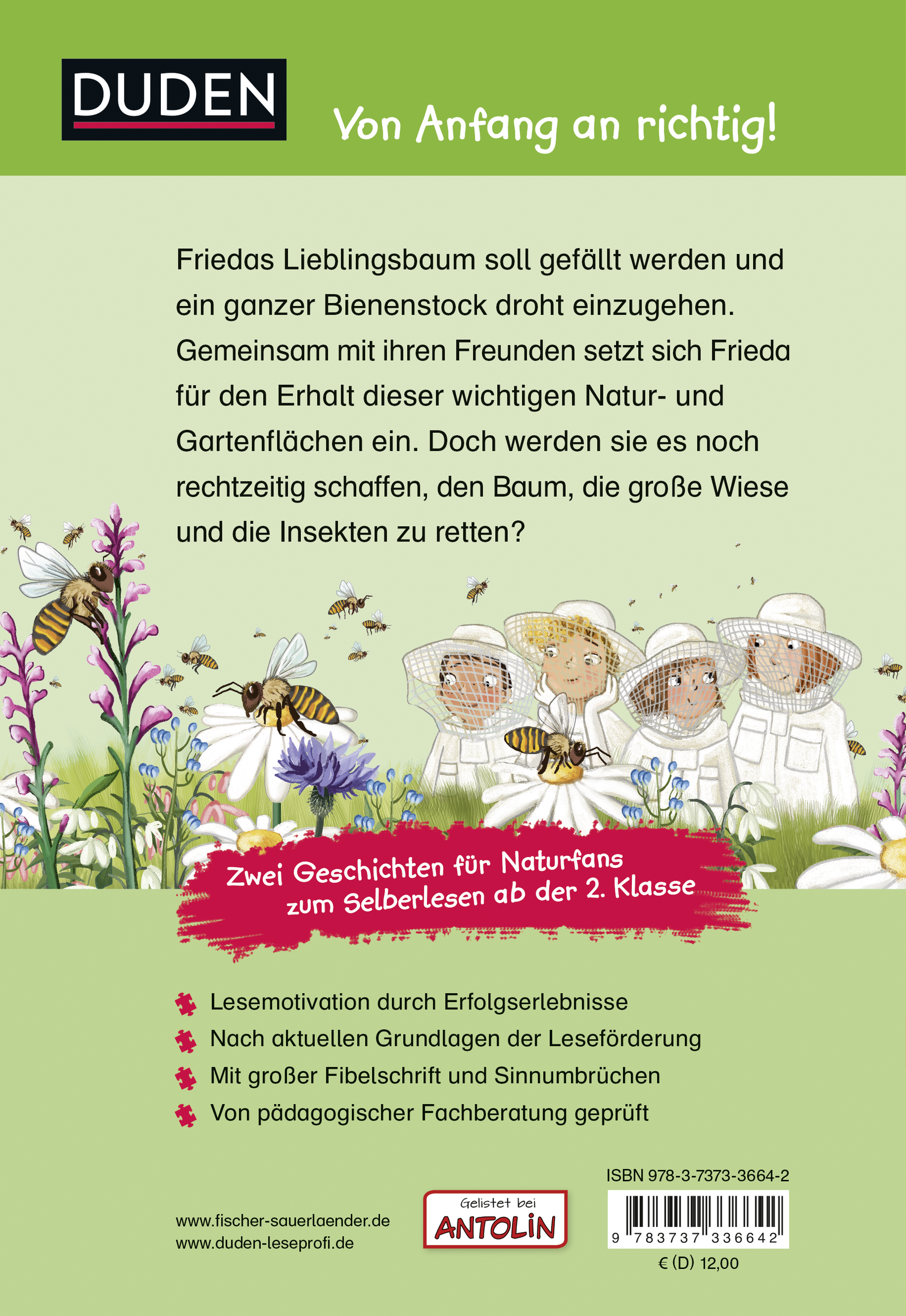 Rückseitencover Duden Leseprofi – Die Gartenretter, 2. Klasse (Doppelband)