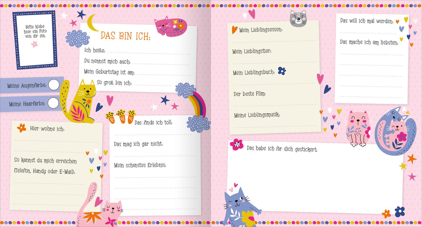 Beispielinhalt (Bild) Alle meine Freunde – Katzen | Mit über 300 Stickern