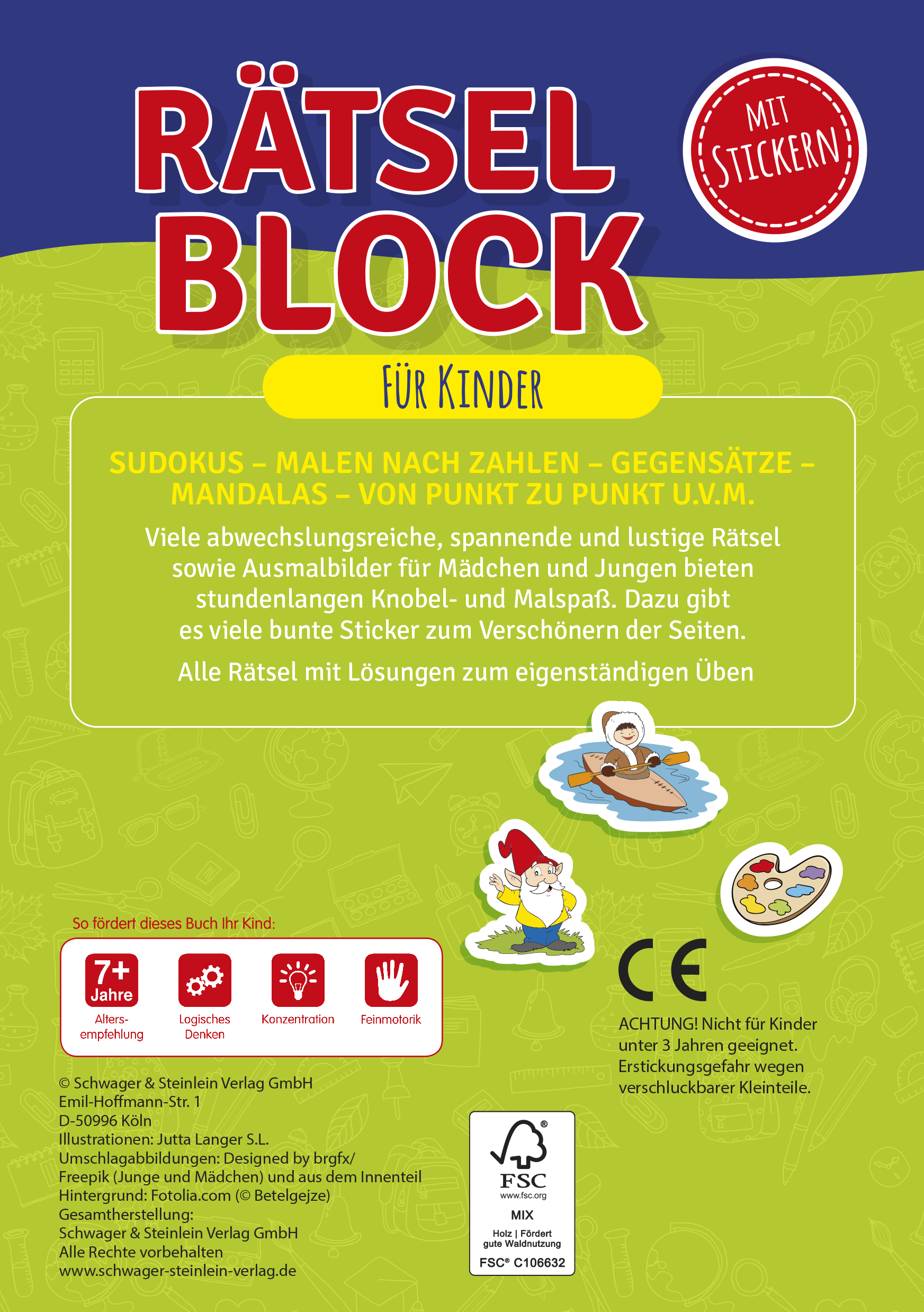 Rückseitencover Rätselblock für Kinder ab 7 Jahren