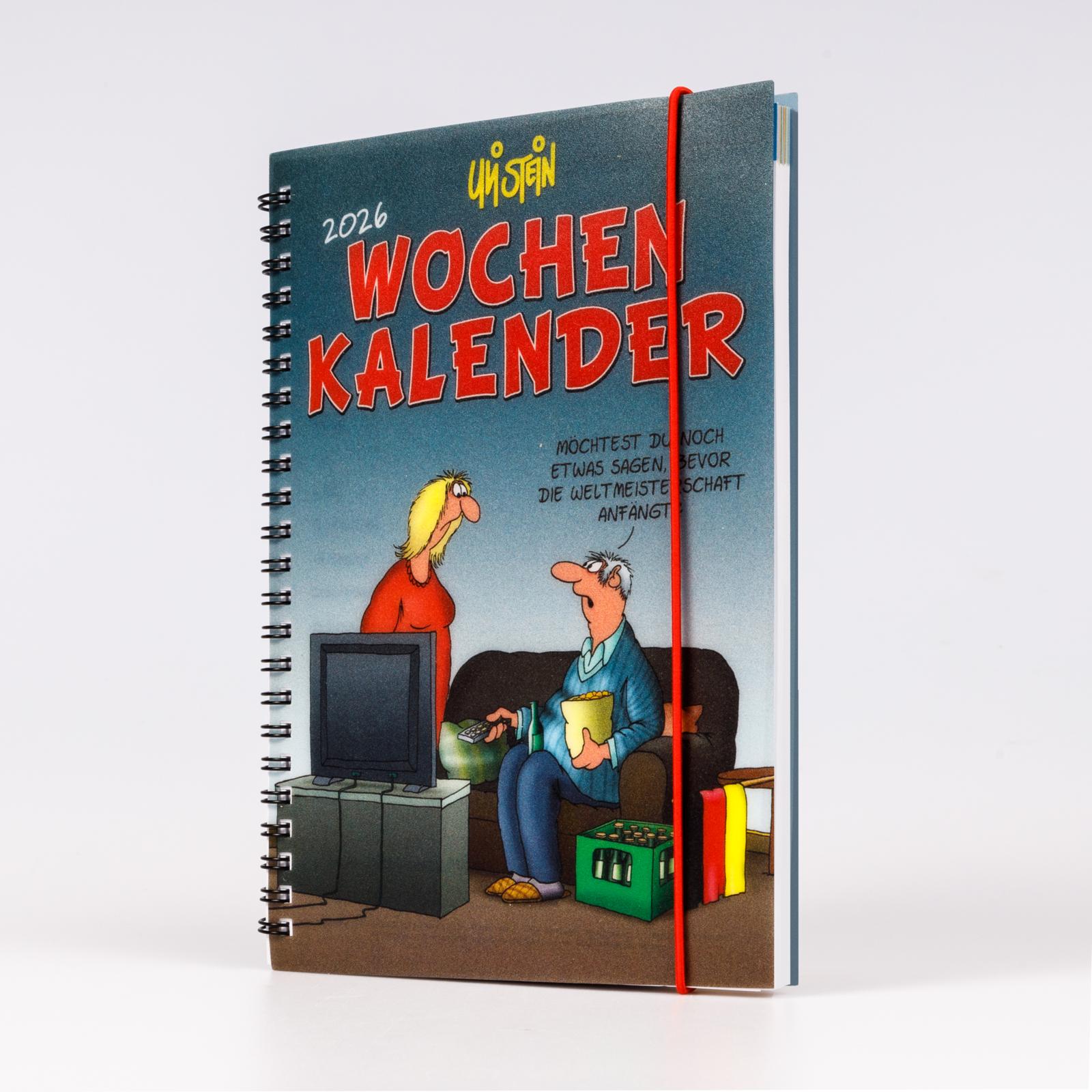 Beispielinhalt (Bild) Uli Stein Wochenkalender 2026: Taschenkalender mit Spiralbindung und Gummiband