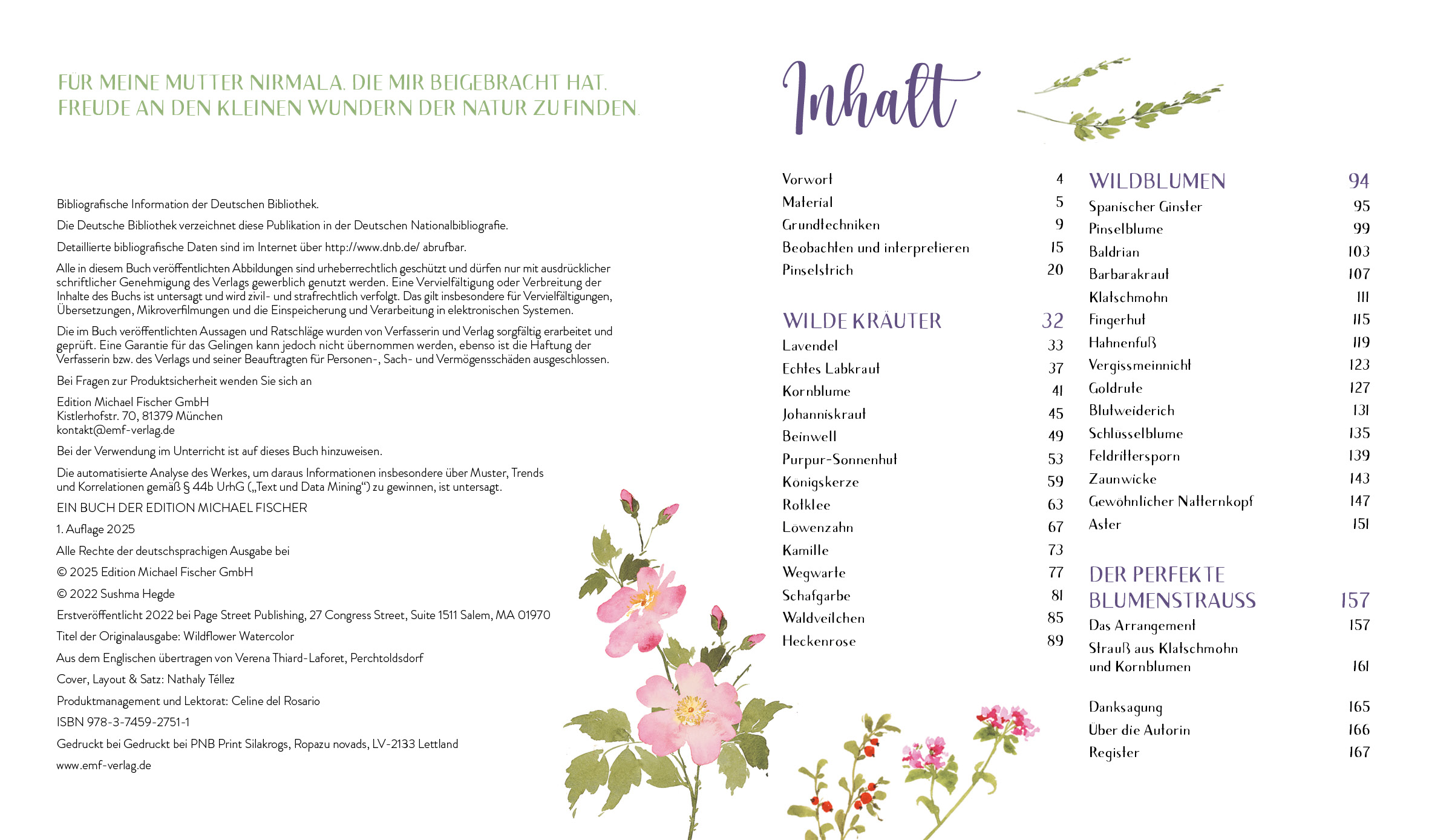 Beispielinhalt (Bild) Wildflower Watercolor – Blumen-Aquarelle malen