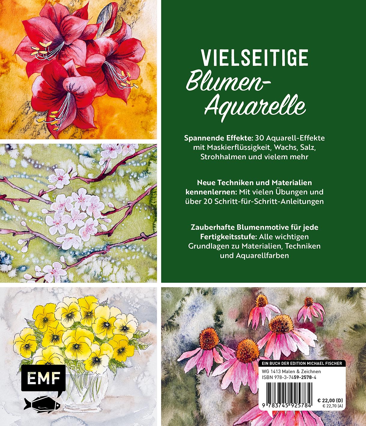 Rückseitencover Aquarell-Effekte Blumen