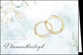 Doppelkarte / Zur Diamanthochzeit (Ringe) / Quer