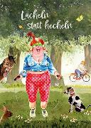 Postkarte / Lächeln statt hecheln (Frau mit Springse / Hoch