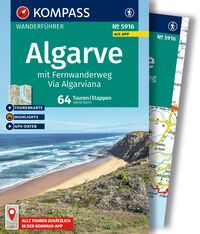 Vorderes Coverbild KOMPASS Wanderführer Algarve mit Fernwanderweg Via Algarviana, 64 Touren / Etappen mit Extra-Tourenkarte