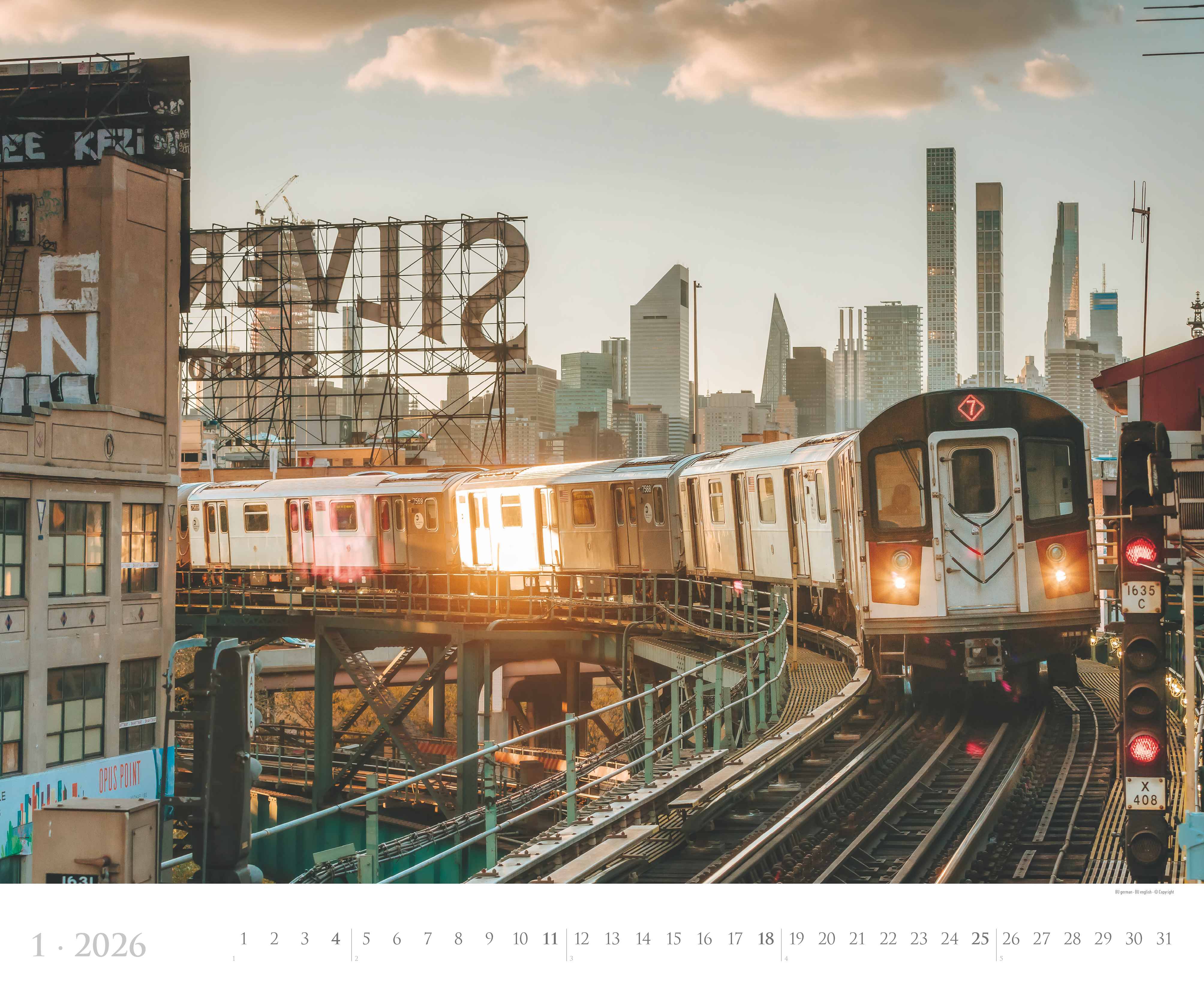 Beispielinhalt (Bild) New York 2026 – Städte-Reise-Kalender – Querformat 60 x 50 cm – Spiralbindung