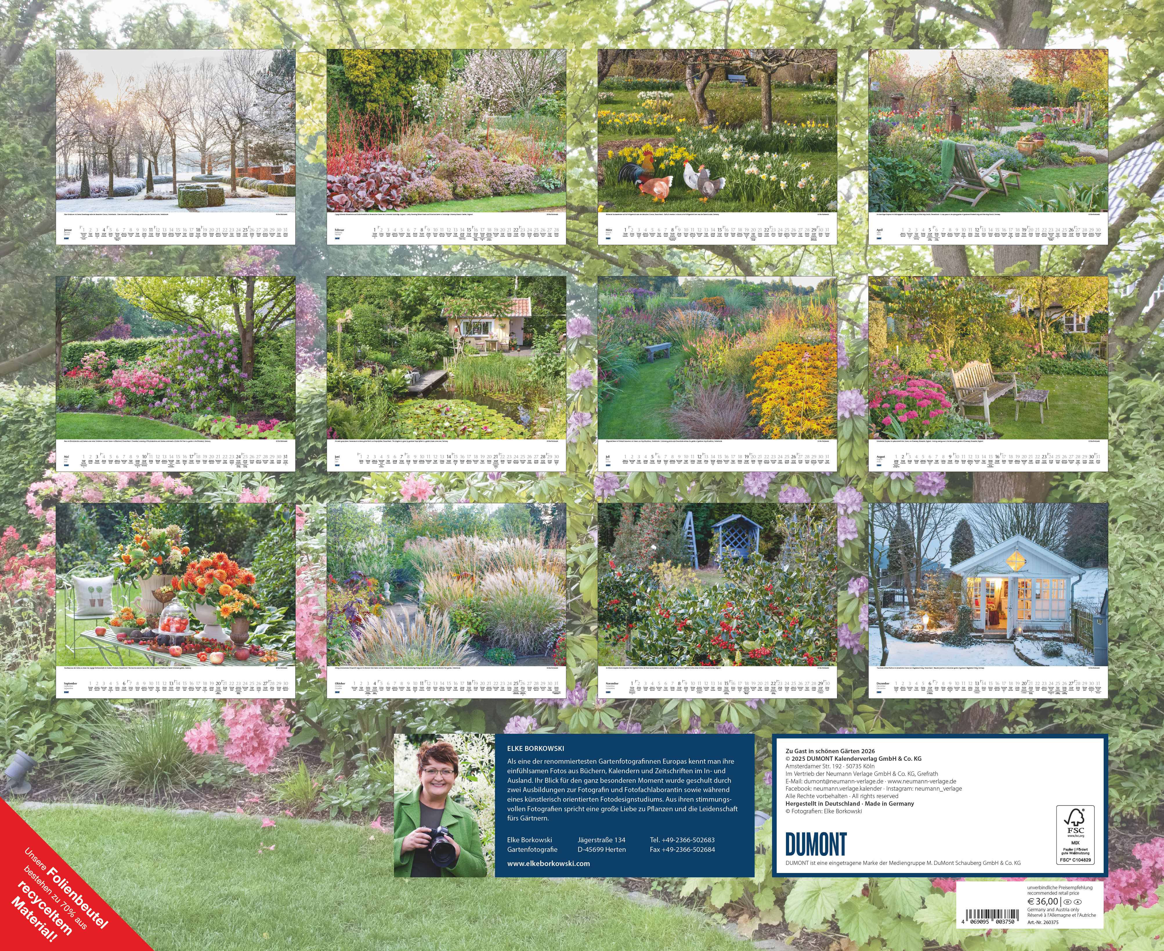 Beispielinhalt (Bild) Zu Gast in schönen Gärten 2026 – DUMONT Garten-Kalender – Querformat 52 x 42,5 cm – Spiralbindung