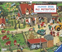 Vorderes Coverbild Ali Mitgutsch 2026 – Wimmelbilder – DUMONT Kinder-Kalender – Querformat 52 x 42,5 cm – Spiralbindung
