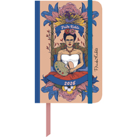Vorderes Coverbild Frida Kahlo Wochen-Notizkalender klein 2026 - Taschen-Kalender 9x14 cm - mit Verschlussband & Falttasche - Weekly