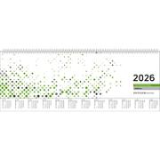 Tischquer-Kalender 2026 36,2x13,6 - 1W/2S grün/weißes Papier - verlängerte Rückwand - grün - Bürokalender 36,2x13,6 - 1 Woche 2 Seiten - Stundeneinteilung 7-20 Uhr - 137-0013-1